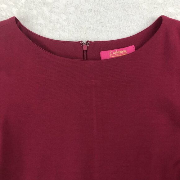 Catherine Malandrino Burgundy Scoop Neck Dress with Wide Bell Sleeves Size M - Picture 3 of 11